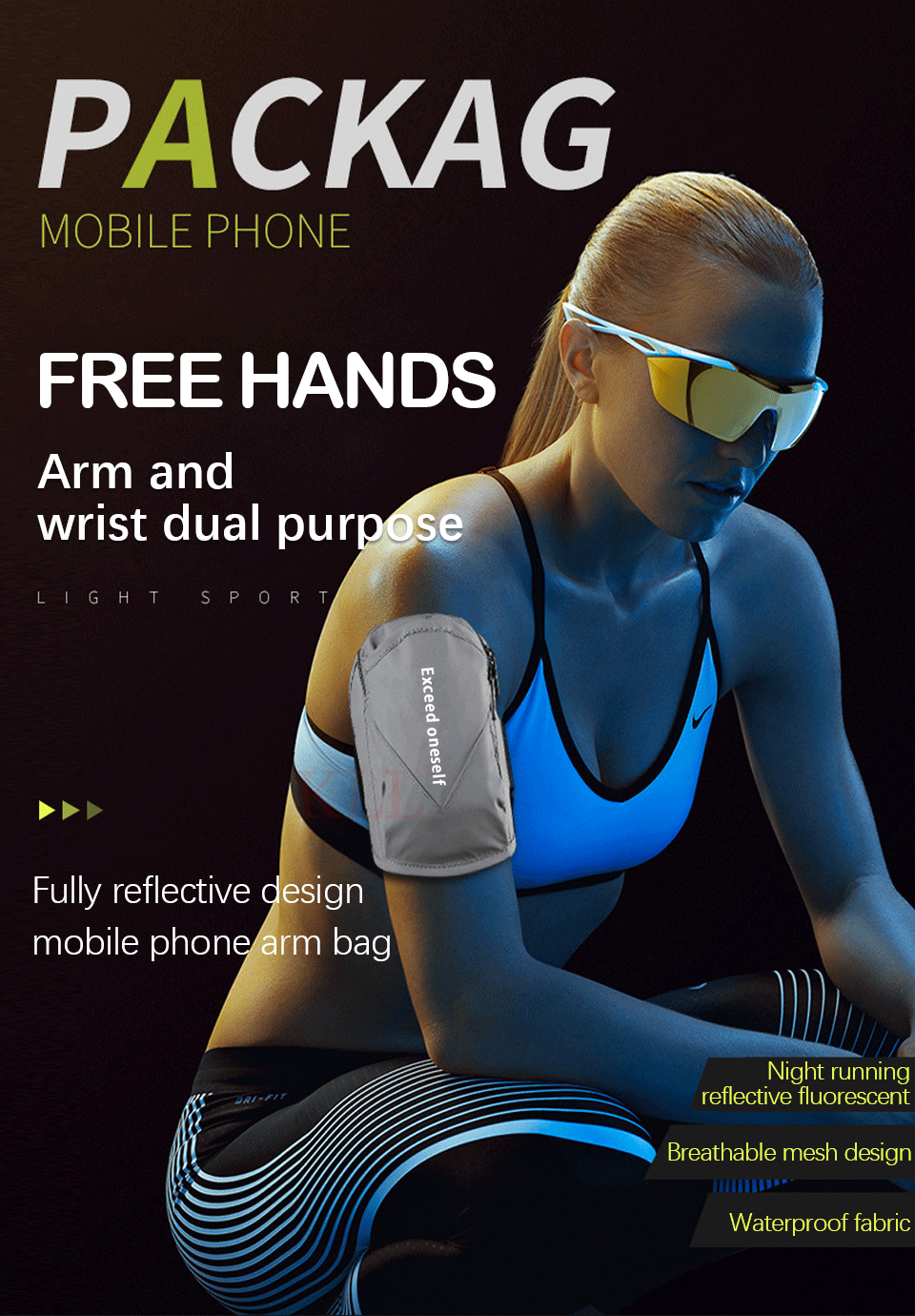 2 Pièces Brassard De Sport, Brassard De Course Avec Poche Écouteur, Brassard De Téléphone Portable Résistant à L'eau Pour Tous Les Smartphones, Pour Coureurs, Gym, Jogging