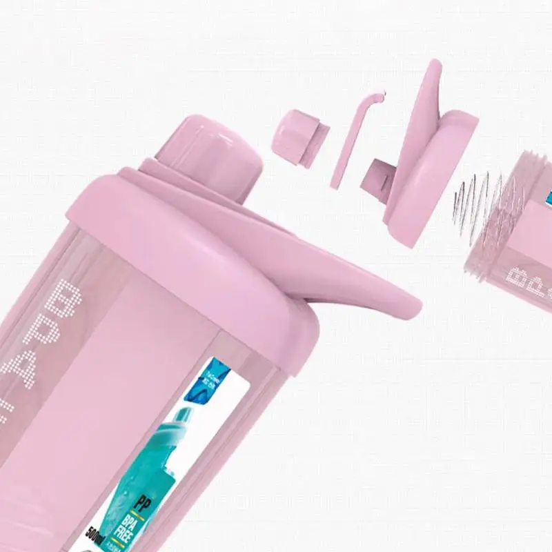 500ml Sports Shaker Bottle Whey Protein Powder Mixing Bottle Sports Fitness Water Cup With Time Marker Reusable Cups