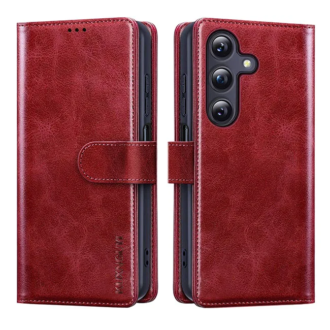 Magnetic PU Leather Wallet Phone Case with Card Slots and Shockproof Flip Stand