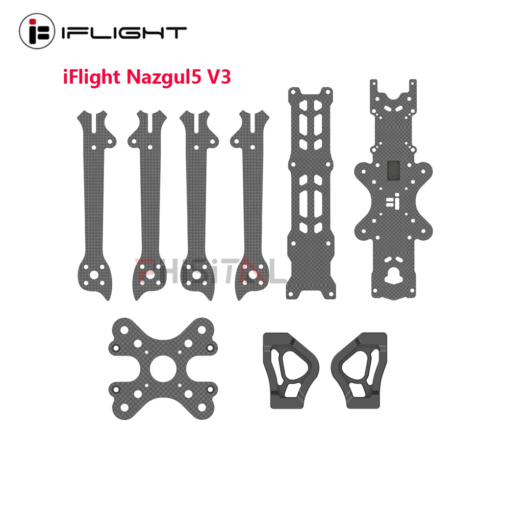 Запасная часть рамы iFlight Nazgul5 V3 FPV для боковых пластин камеры/средней пластины/верхней пластины/нижней пластины/рук/винтов