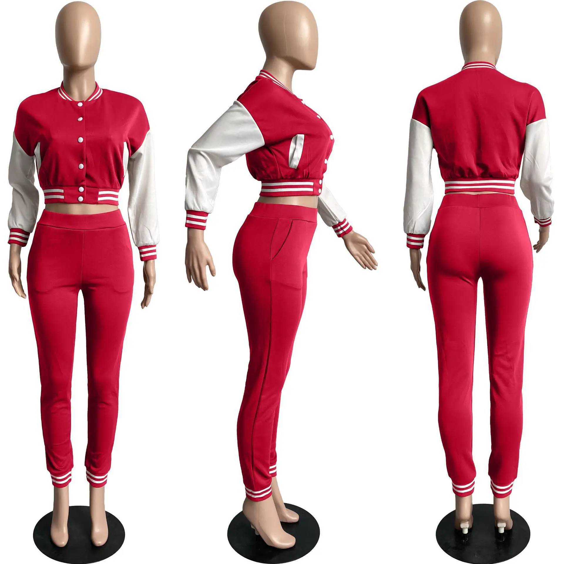 Autumn Women's Set Solid Color Long Sleeve Jacket Top And Pants Set Patchwork Fashion Casual Lady's Two-Piece Set