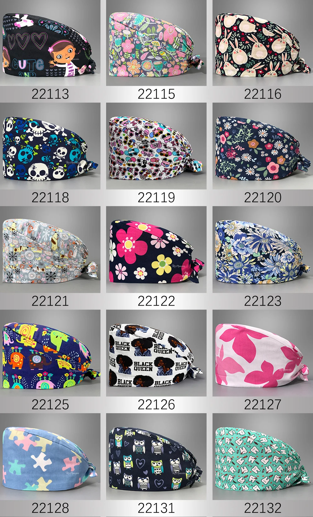 Adjustable Fashion Print Scrub Hat Dust-Proof Cap Cotton Nurse Cap Bandage Men Women Surgical Hat Cap Gorros Quirurgicos Mujer
