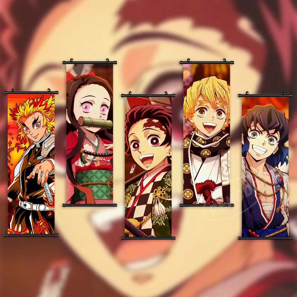

Home Decor Anime Hanging Demon Slayer Poster Rengoku Kyoujurou Canvas Wall Art Kamado Tanjirou Print Painting Scroll Living Room