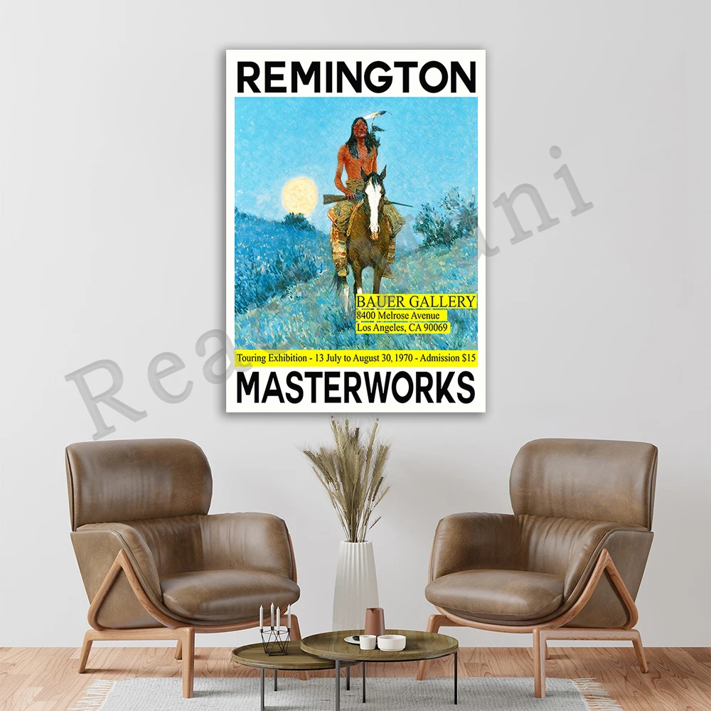 Alexander Remington Exhibition Poster We Stern Poster Native American Art Canvas Painting Wall Artpicture Modern Home Decor