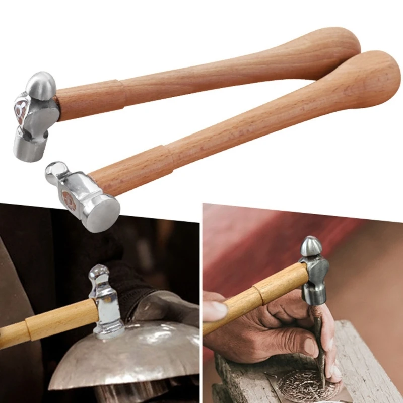 Ball Peen Hammer with Wooden Handle Heavy Duty Metalworking Hammer for Household Workshop Metal Forming Repairing Rivet 87HA