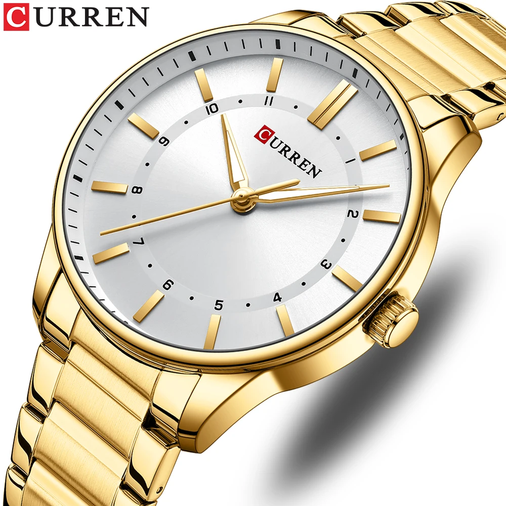 

Simple Classic Quartz Watches CURREN Men Stainless Steel Band Wristwatches Businss Style Clock with Luminous Hands