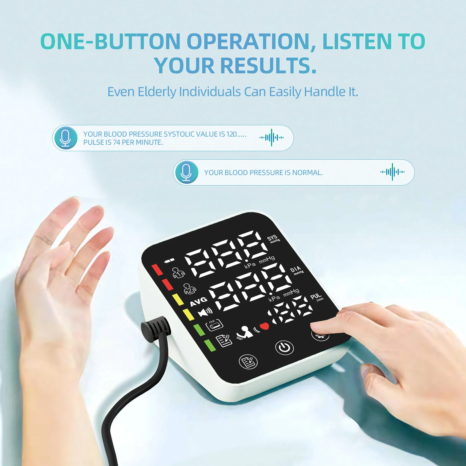 Rechargeable Digital Arm Blood Pressure Monitor Sphygmomanometer Tonometer Tensiometer LED Screen Heart Rate Meter BP Monitor