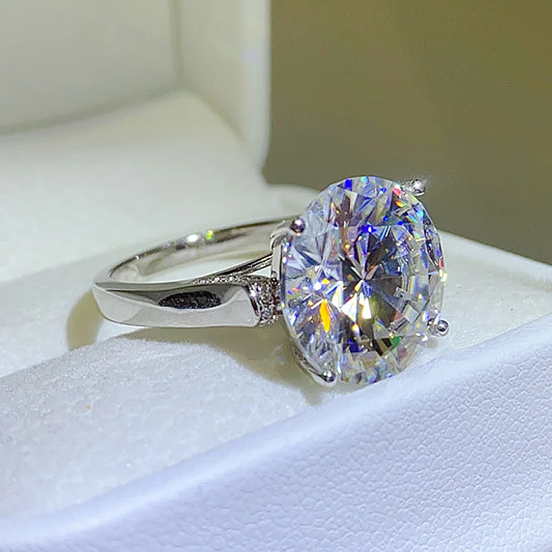 10 Carat Big Moissanite Ring For Women Classic Lab Diamond Promise Wedding Band 925 Sterling Silver Jewelry With GRA Certificate