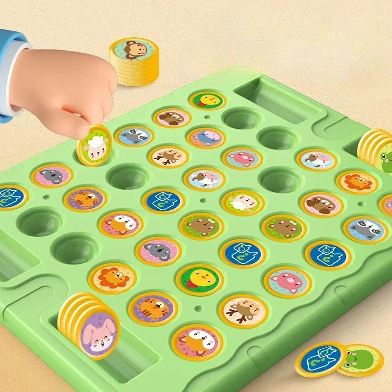 Kids Battle Chess Educational Toy Observation Concentration Training Fun Animal Flip Chess Parent-child Interactive Game Toys