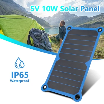 10W 5V 2A USB Solar Panel Pack Portable Waterproof Outdoor Camping Power Charger Supplies for Mobile Phone MP3 Tablet Black 1