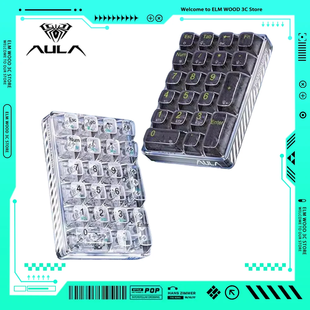 

Aula F21 Mini Mechanical Keyboard Tri Mode Transparent Numeric Gaming Keyboard Bluetooth Wireless RGB Backlit 21 Keys Gamer Gift