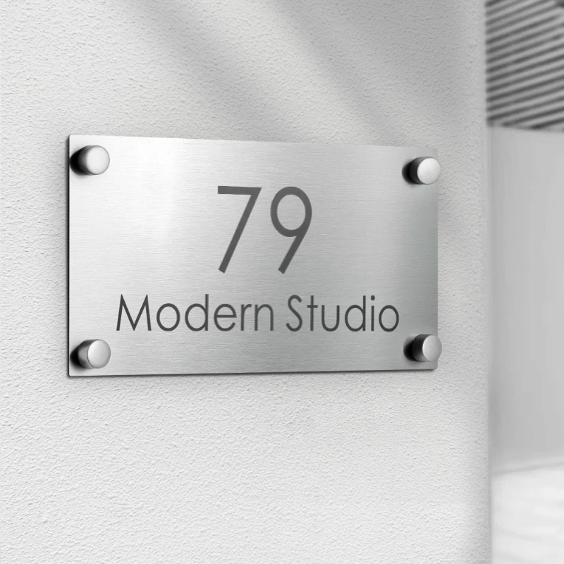 Stainless Outdoor House Number Exterior Door Plate Customized 3D Laser Cut Letter Family Name For Hotel Villa Shop Casa