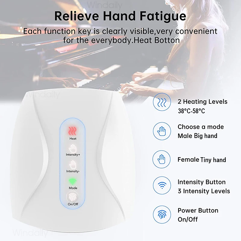 Masajeador de manos eléctrico con compresas de calor a presión de aire que calientan la palma de la mano, dispositivo de masaje de puntos de acupuntura para aliviar el dolor_voghion.com