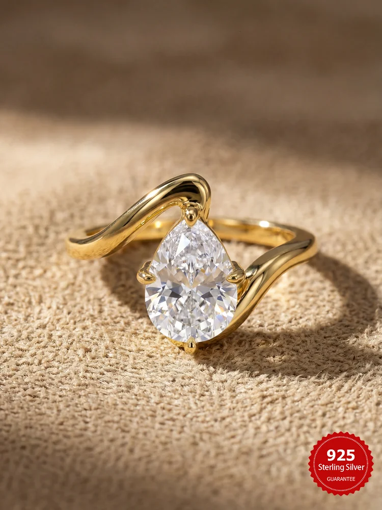 925 Sterling Silber Mode Einfache Wasser Tropfen Zirkon Ring Für Frauen, Verlobung, Hochzeit Luxus Hohe Qualität Edlen Schmuck