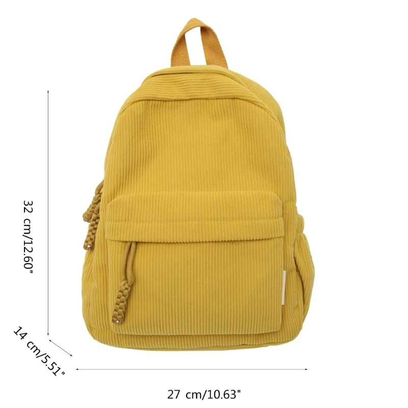 School Backpack Solid Color Shoulder Bag Large Capacity Bookbags for Girl Student Corduroy Rucksack Versatile Book Bags 4