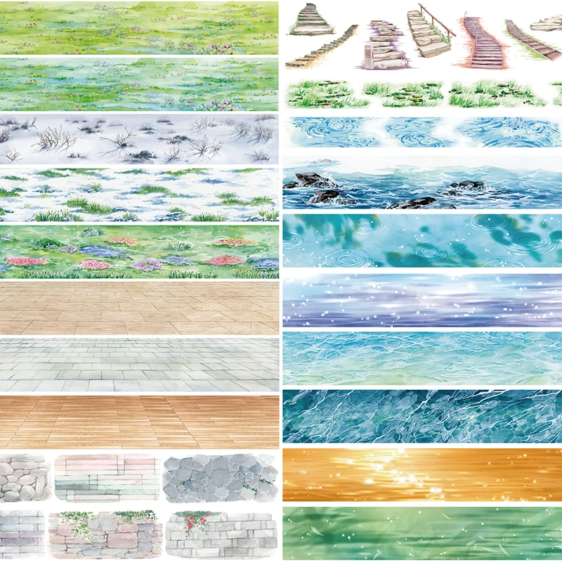 24 Designs Masking Washi Tape Water Sea Flowers Clouds Weather Scrapbooking Planner Japanese Decor Adhesive DIY Diary Stickers