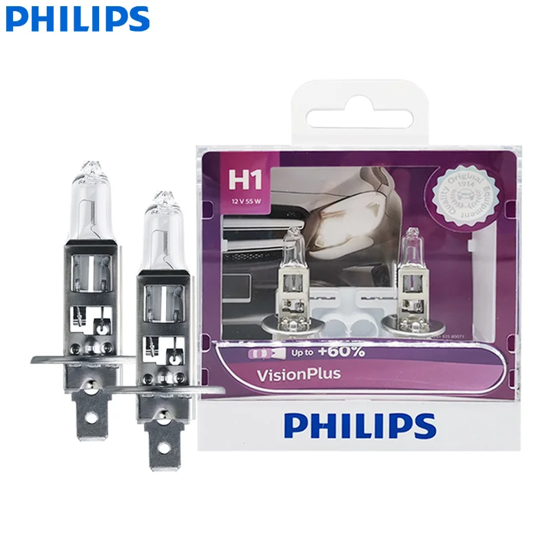 Ampoules PHILIPS H1 12V 55W P14,5s Vision Plus + 60%