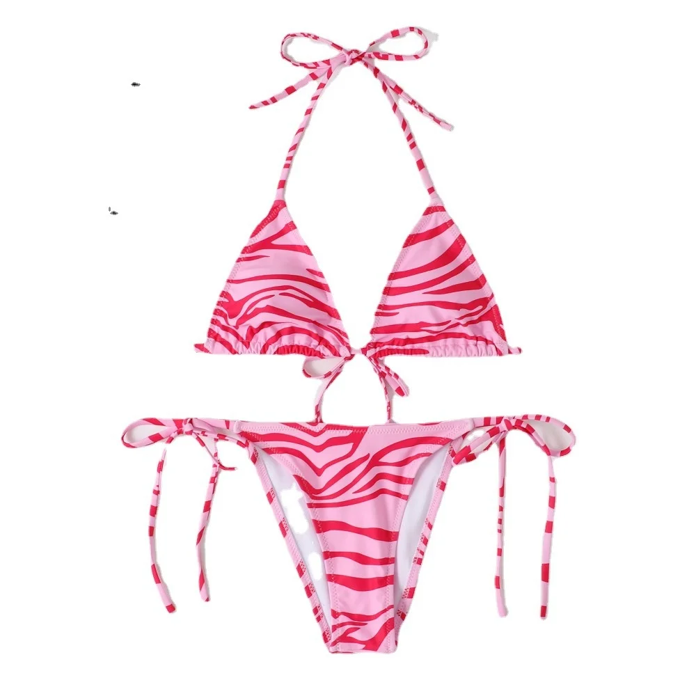 

Sexy Swimwear Women 2022 Bikini Swimming Suit For Women Bathing Suit Micro Folds High Cut Striped Beachwear YS289