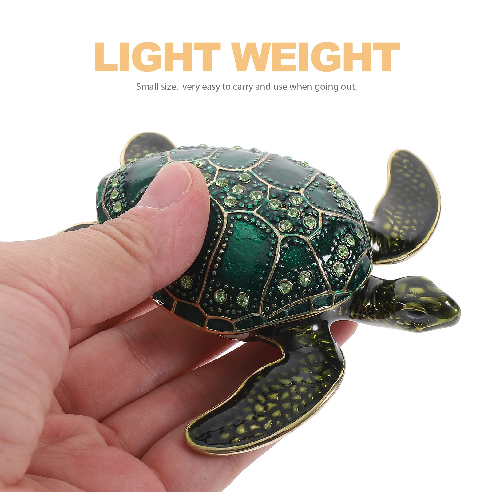 Container Dresser Decor Turtle Jewelry Trinket Holder Alloy Rhinestone Ring Case