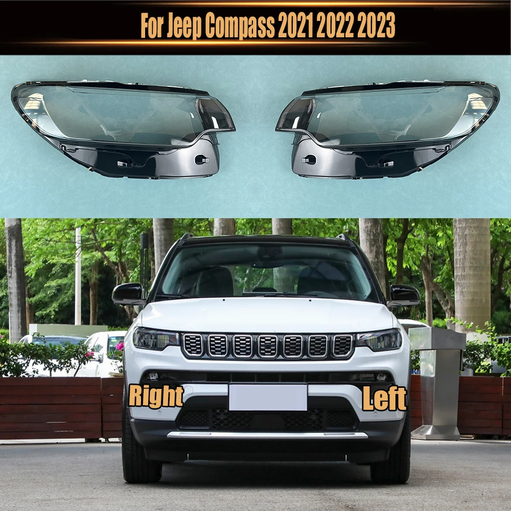 

For Jeep Compass 2021 2022 2023 Headlight Cover Transparent Mask Headlamp Lamp Shell Lens Replace Original Lampshade Plexiglass