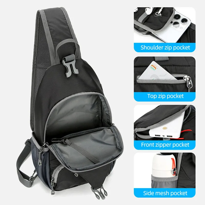 Nylon Chest Bag Running Jogging Phone Pouch Belt Bags for Men