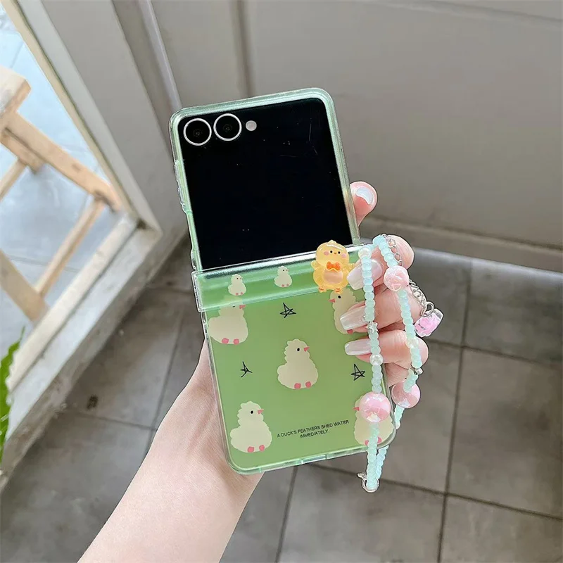 Charming Cartoon Chicken Hinge Phone Case with Chain