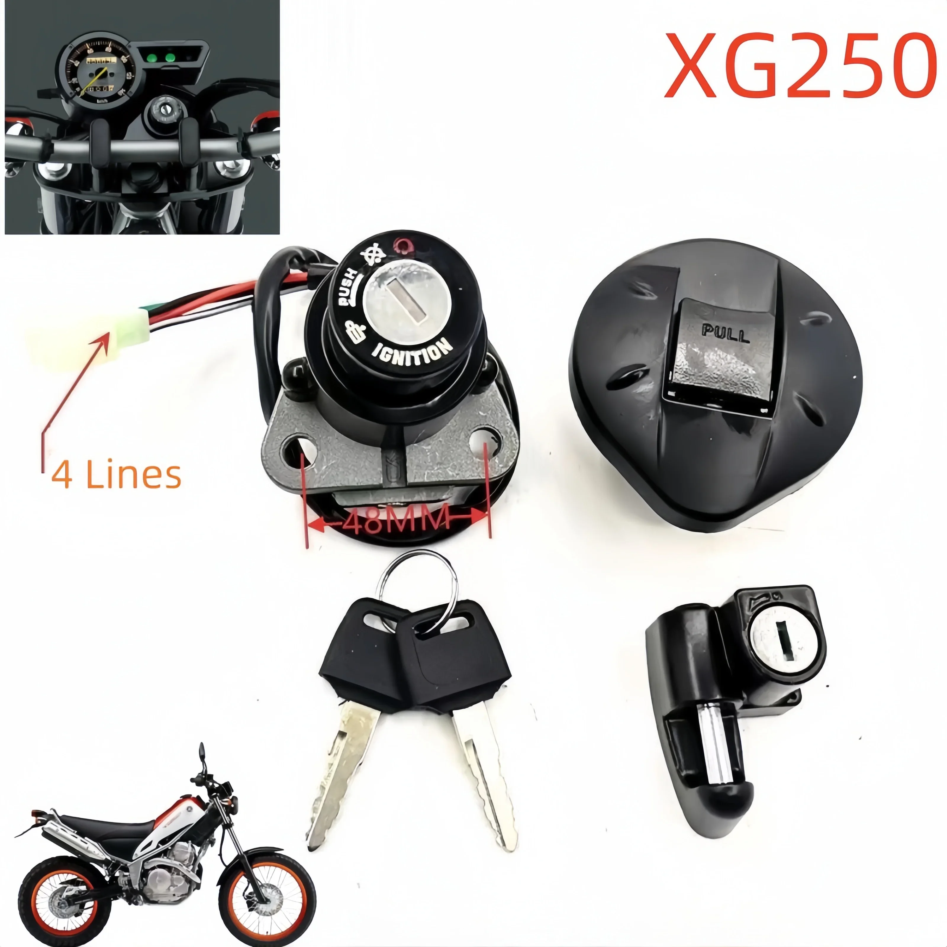 

XG250 Motocross Fuel Tank Cover Cap Lock Key Set for Yamaha Tricker XG 250 Pit Dirt Bike