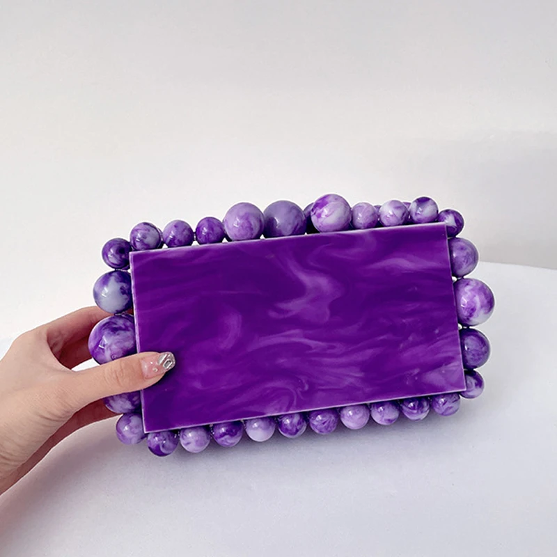 

Lady Evening Bags For Women Luxury Designer Handbags And Purses 2023 New In Acrylic Beaded Trim Chain Shoulder Messenger Clutch