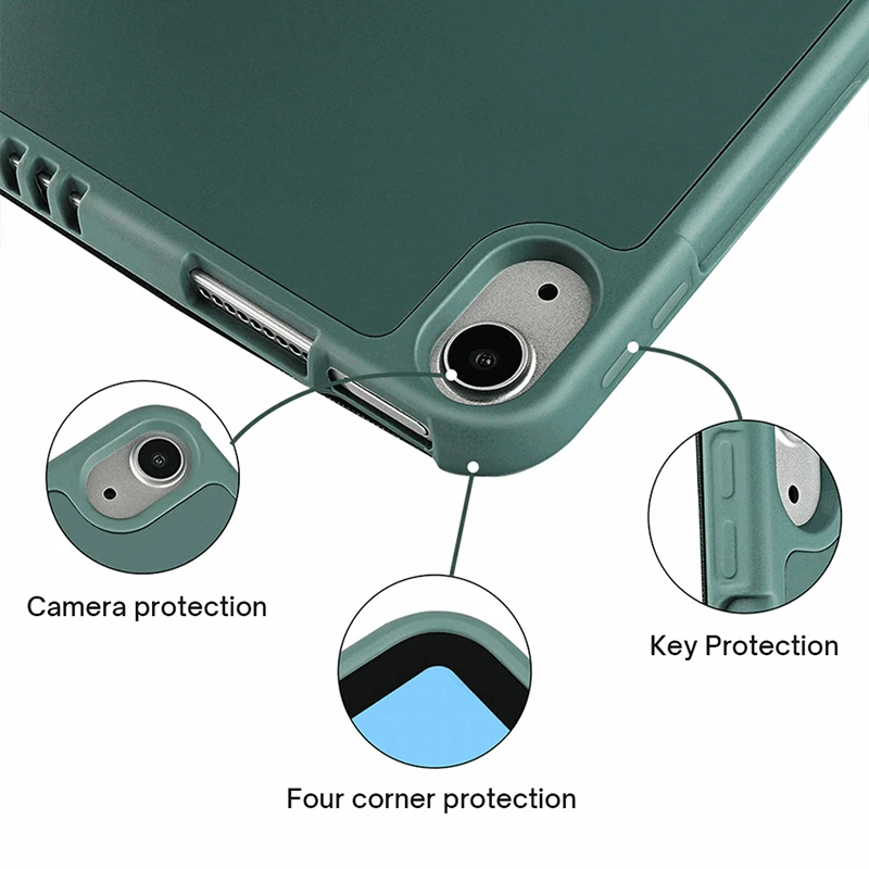 For iPad air 5 Case 2022 10.9 Air 4 3 Pro 10.5 TriFold Silicone Cover Pro 11 12.9 5 6 th 10.2 7 8 9 10th Generation Funda Case
