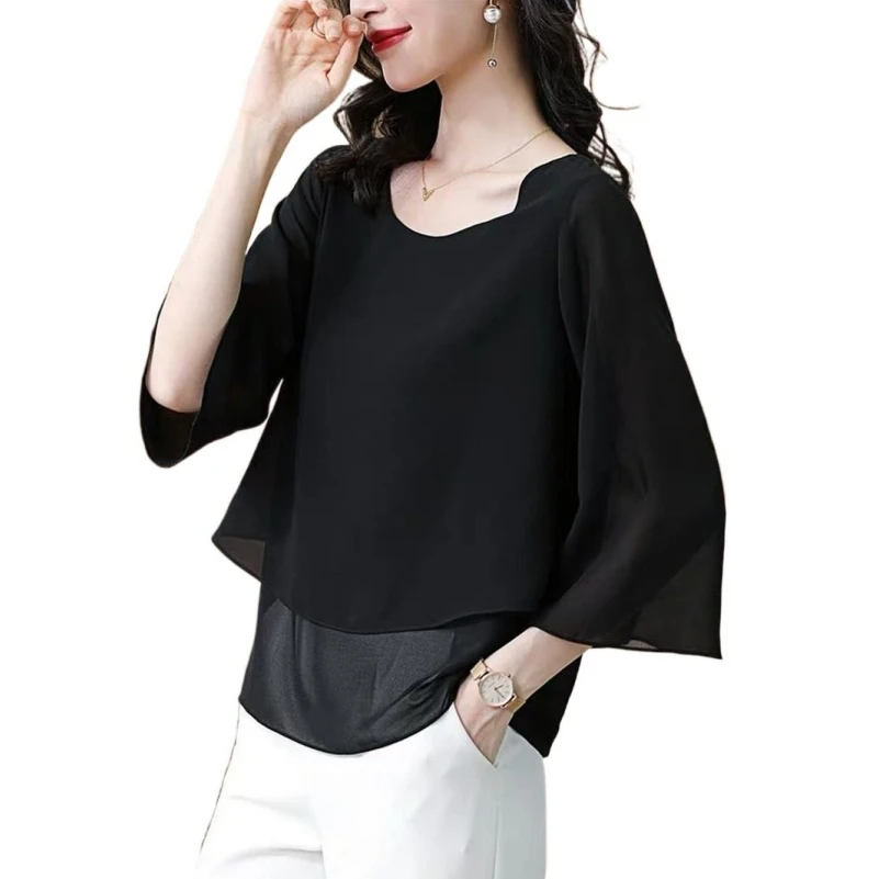 

Womens Solid Chiffon Tops Office Lady Elegant Blouses 10 Colors Shirt Blusas Mujer De Moda 2023 elegant blouse