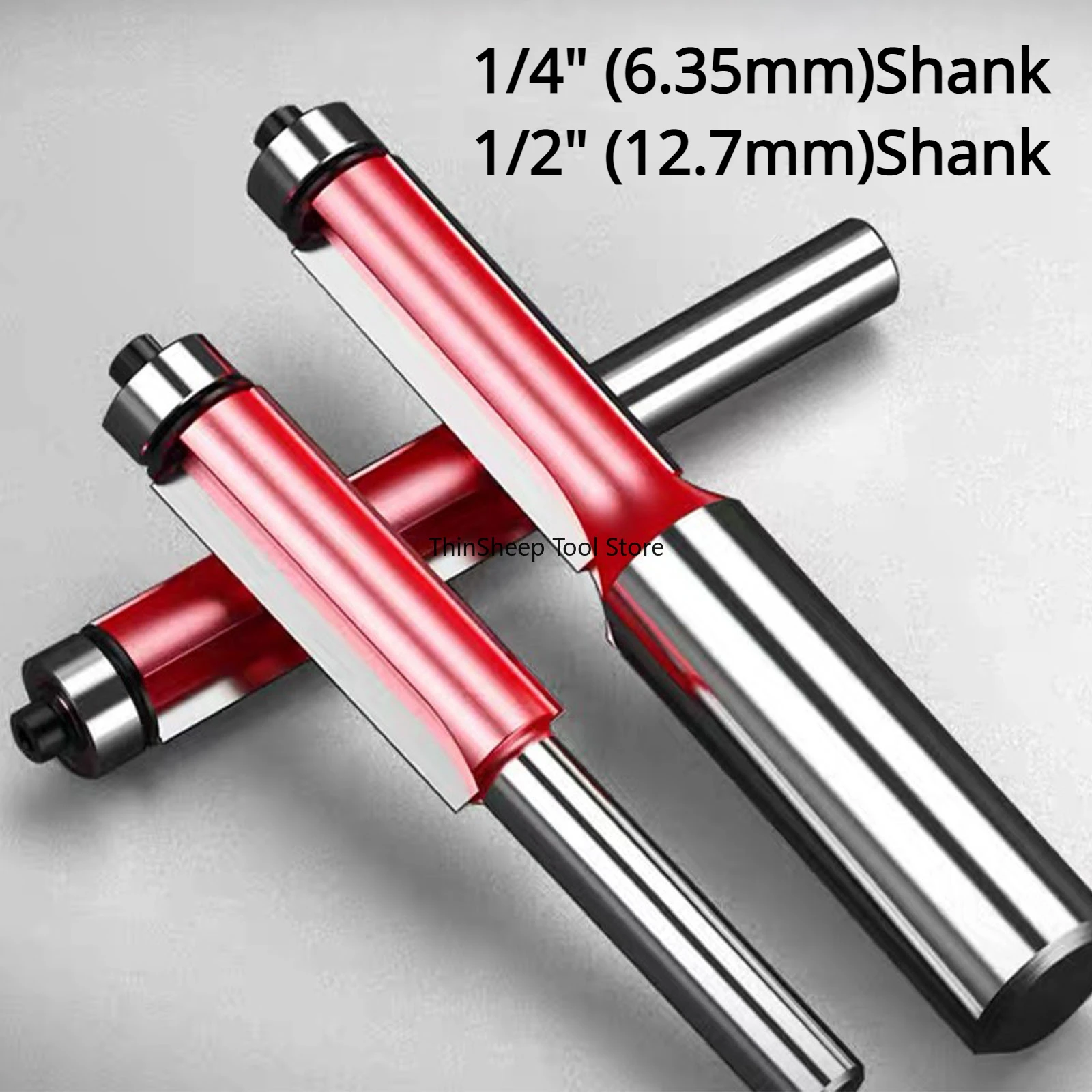 

2pcs TCT 1/4" Shank Woodworking Milling Cutter Double Edged Straight Blade Trim Router Grooving Tool CNC