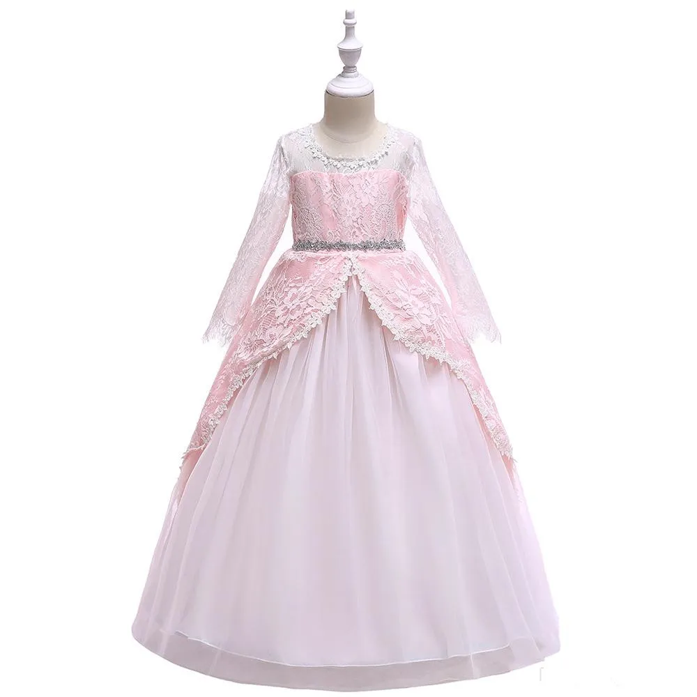

Flower Girl Dress For Wedding Satin Puffy Tulle Shining O-neck Princess Dress Kids Party Birthday First Communion Ball Gown
