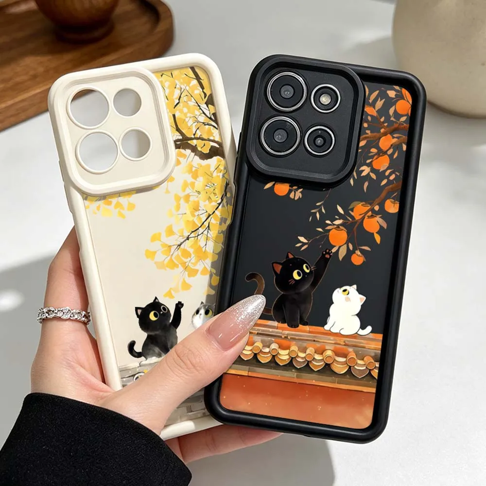 Adorable Cats Design Phone Case Cover with Fun Ladder Eye Pattern