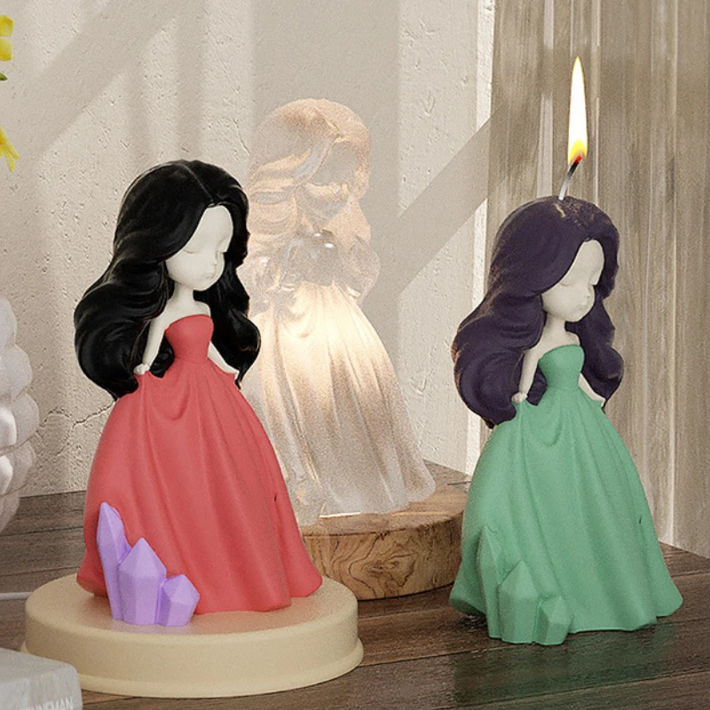 3D Cute Princess Silicone Candle Mould Angel Girl Soap Resin Plaster Making Mold DIY Human Chocolate Baking Tool Home Decor Gift