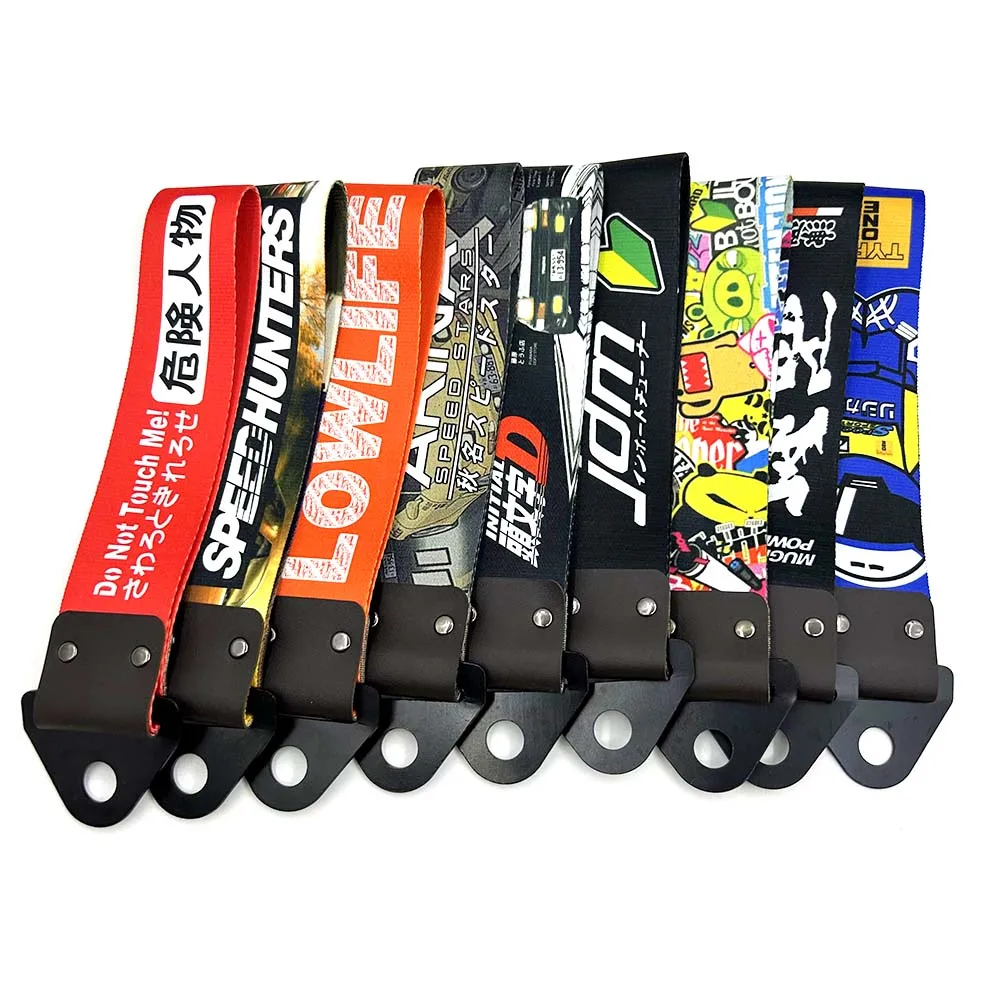 Nylon Tow Strap Car Tow Decoration Car Decoration Strap Car Tow Strap Car Accessories Strap Car Tow Hook JDM Accessories Tow Strap Belt Fashion Pendant Tow Rope Ribbon Trailer Rope Bumper Towing Strap Trailer Hook for Nos Honda Mugen