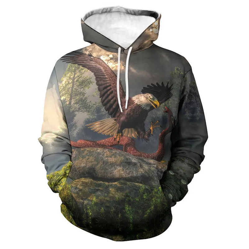 thumbnail image 1 of Sudadera con capucha con estampado 3D de águila y halcón para hombre, sudadera informal de talla grande, sudadera de manga larga, ropa de calle para hombre, 1 of 5