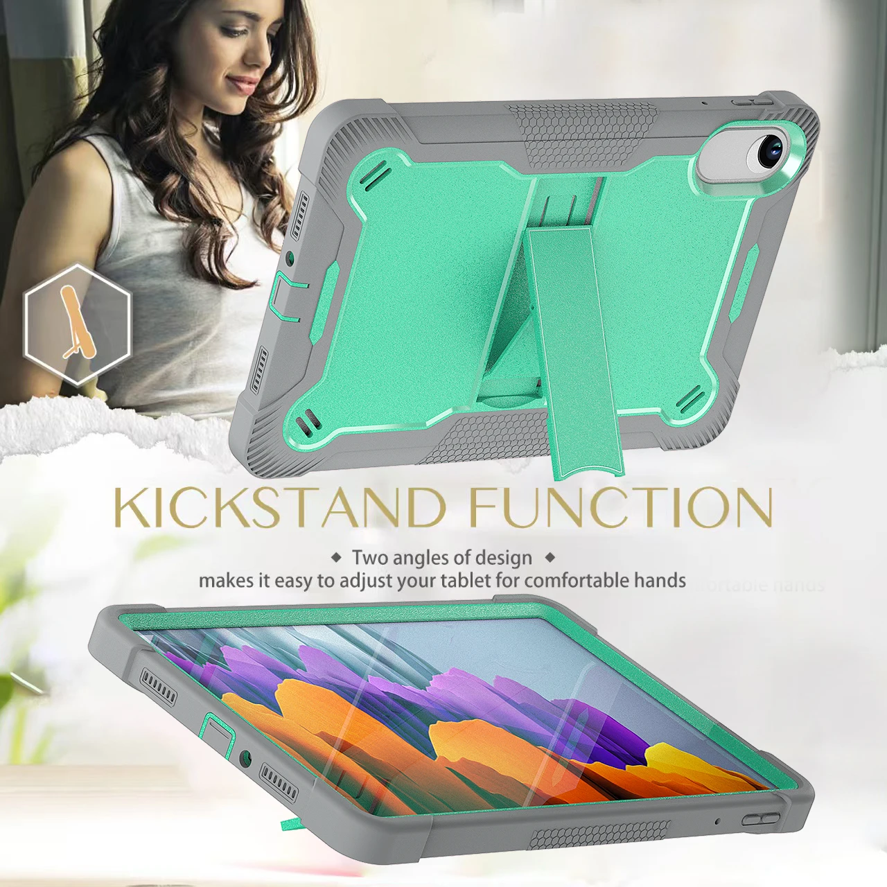 Rugged Anti-Slip Armor Case with Built-in Kickstand - Shockproof Protection