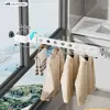 Foldable Black Clothes Rack Clothes Hangers Wall Mounted Hanger Drying Rack SpaceSaving Aluminum Clothes Organization 6
