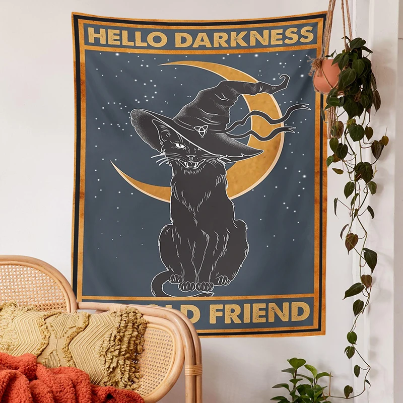 Mysterious Moon Cat Tapestry