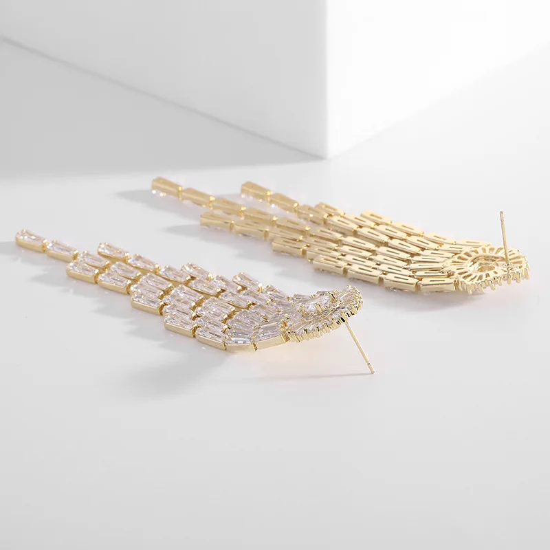 Gold Plated Jewelry for Women Long Tassel Dangle Earrings 925 Silver Needle Summer Fashion Temperament Wedding Bridal Earings