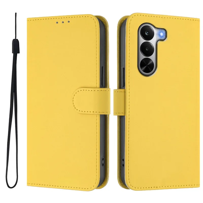 Premium Wallet Flip Cover Phone Case with Magnetic Buckle and Lanyard