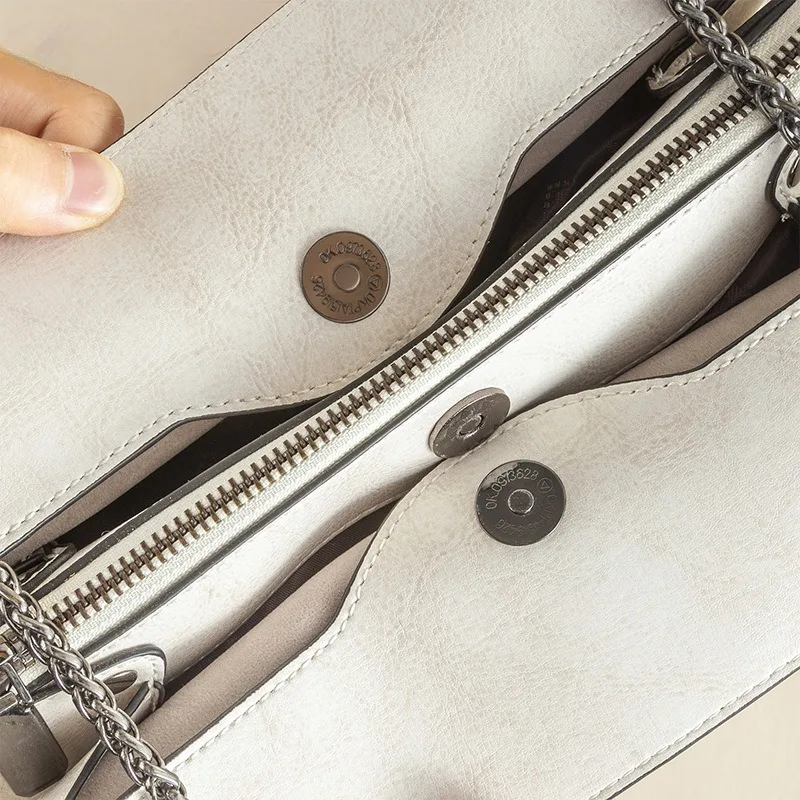 2023 New PU Leather Chain Shoulder Bag Solid Color Retro Large Capacity Square Tote Bag for Women Holiday Gift Women Aesthetic