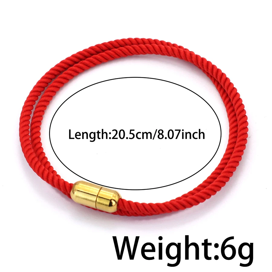 Stainless Steel Magnet Buckle Red Cord Chain Bracelet