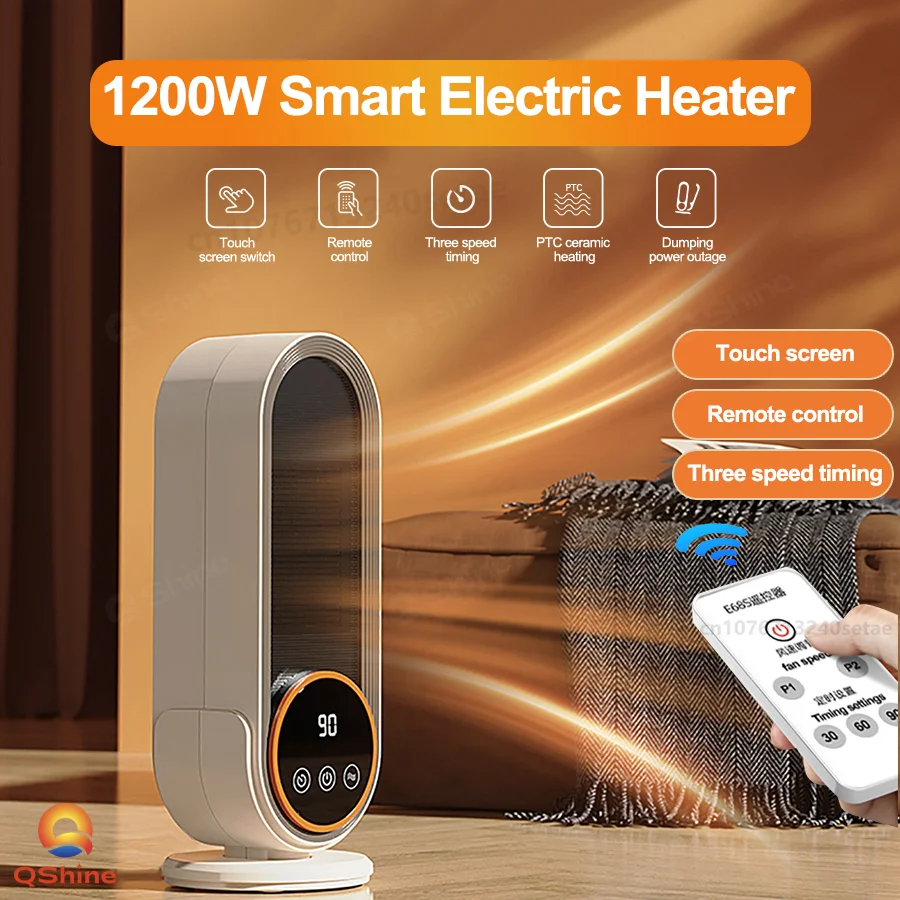 

Portable Heater 1200W Electric Heater Space Heater with Remote Control Touch Screen Timing Electric Warmer Handy Heater for Home