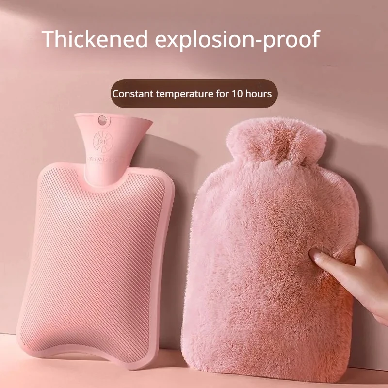 

1000/2000ml Large Hot Water Bag Removable Hot Water Bottles Reusable Hand Warmer with Cloth Cover Explosion-Proof Girl Winter