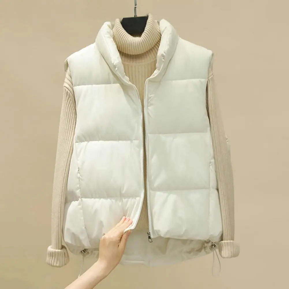 

Women Coat Thickened Sleeveless Women's Winter Vest Warm Stand Collar Coat with Neck Protection Zip Up Cardigan Waistcoat Stand