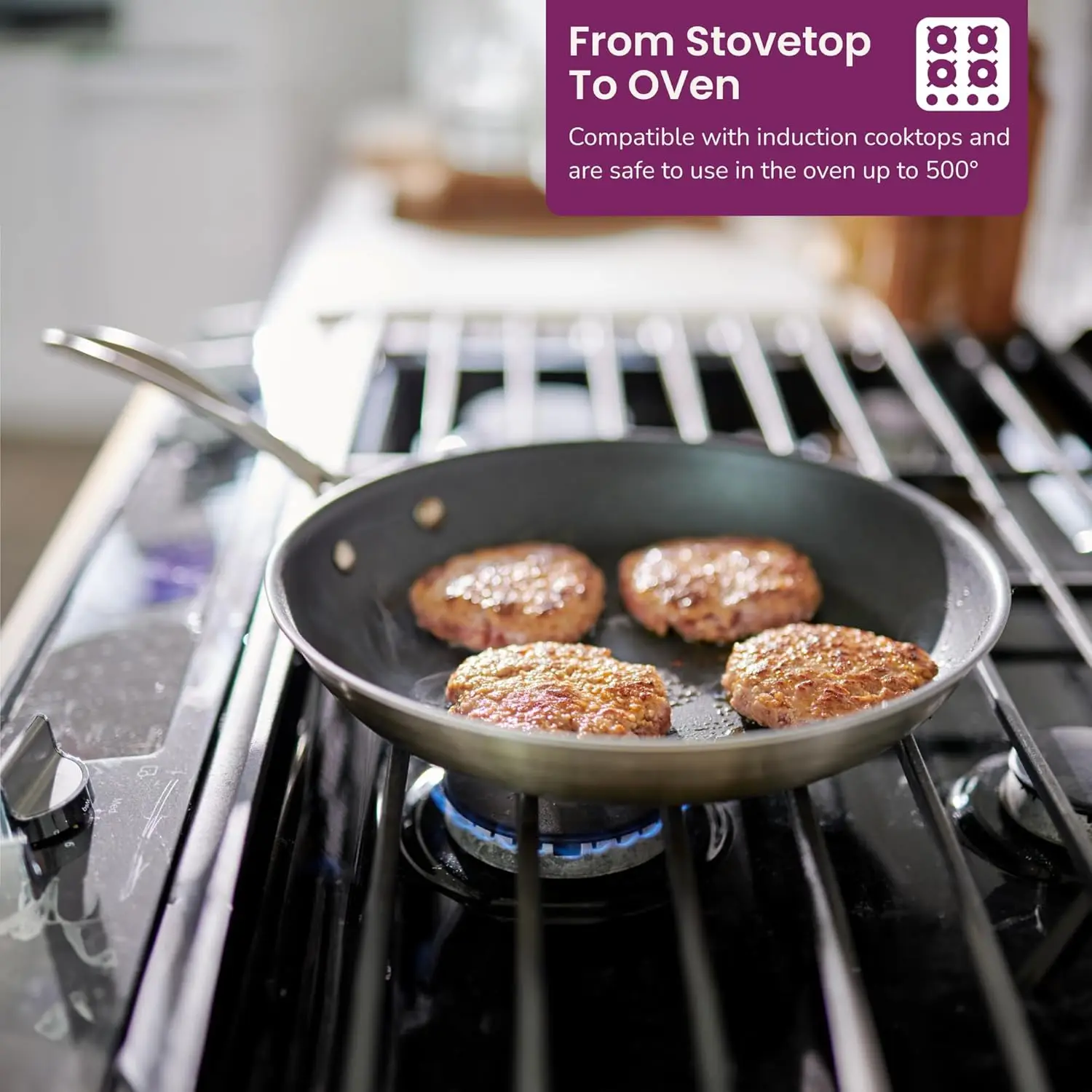 Frying Pan Set, Includes 8 inch, 10 inch, 12 inch, Stainless Steel 2