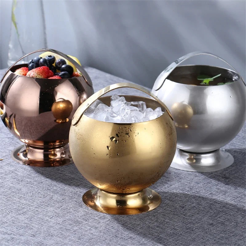 

Ведро для льда KTV из нержавеющей стали, теплосберегающее ледяное гранулированное Клубное красное вино, оригинальное маленькое ведро для льда