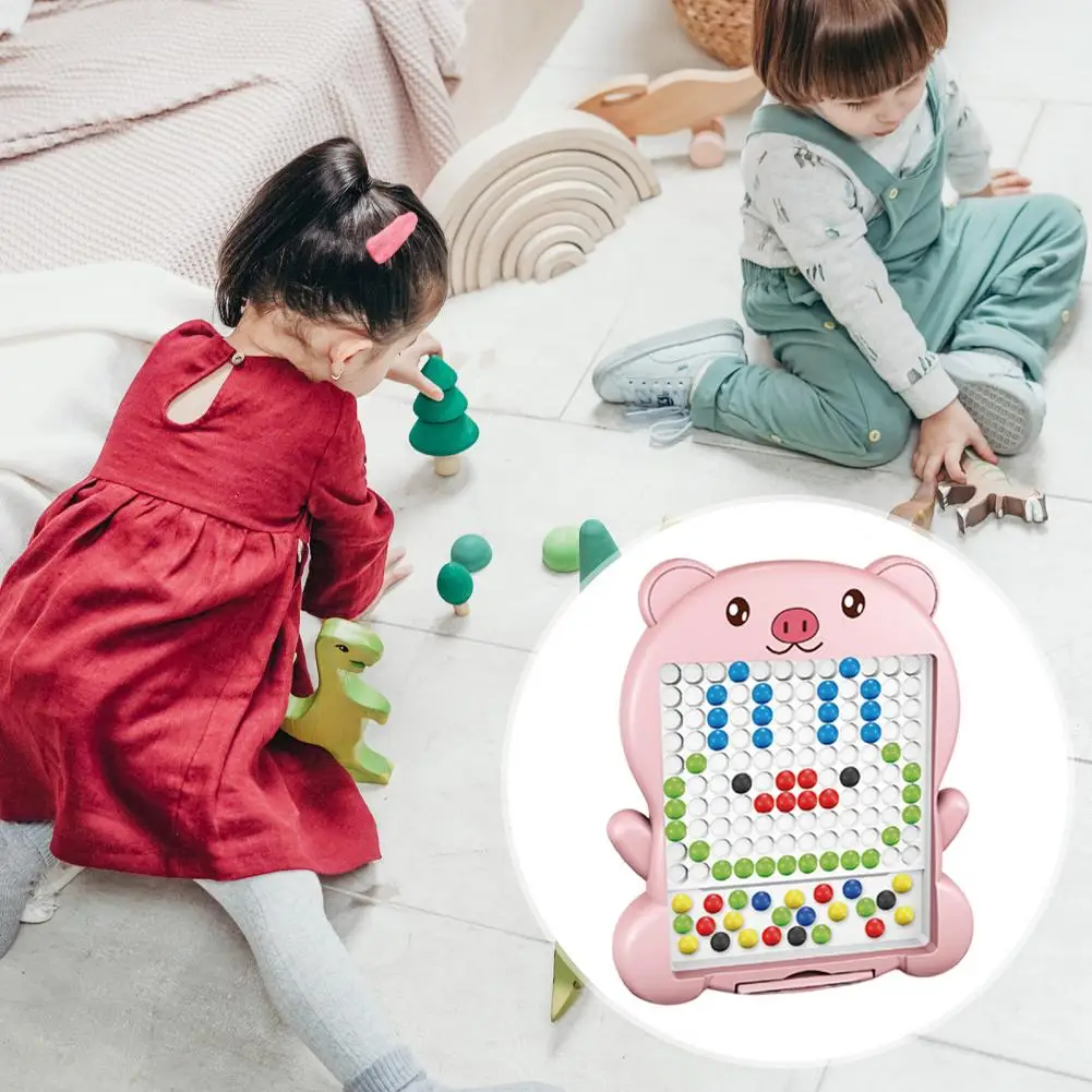 

Magnetic Bead Drawing Board Magnetic Beans Drawing Board Colorful Beads Strong Magnetic Pen Early Education Montessori for Kids'