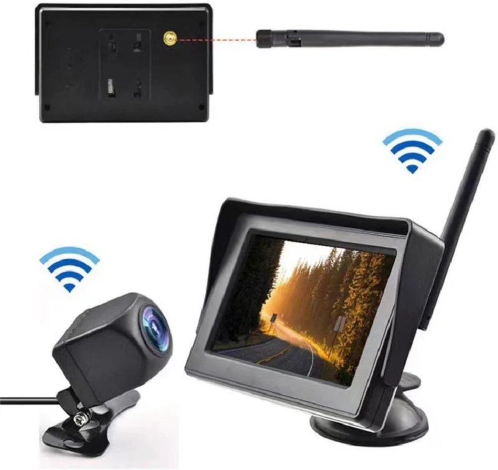 

2.4G built-in wireless 5-inch in car display, truck and bus 12V-24V two-way AV input reverse image